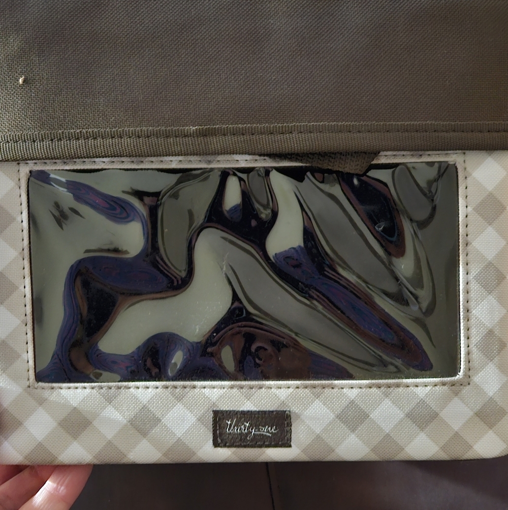 Thirty-One Brown and Cream Plaid Organizer